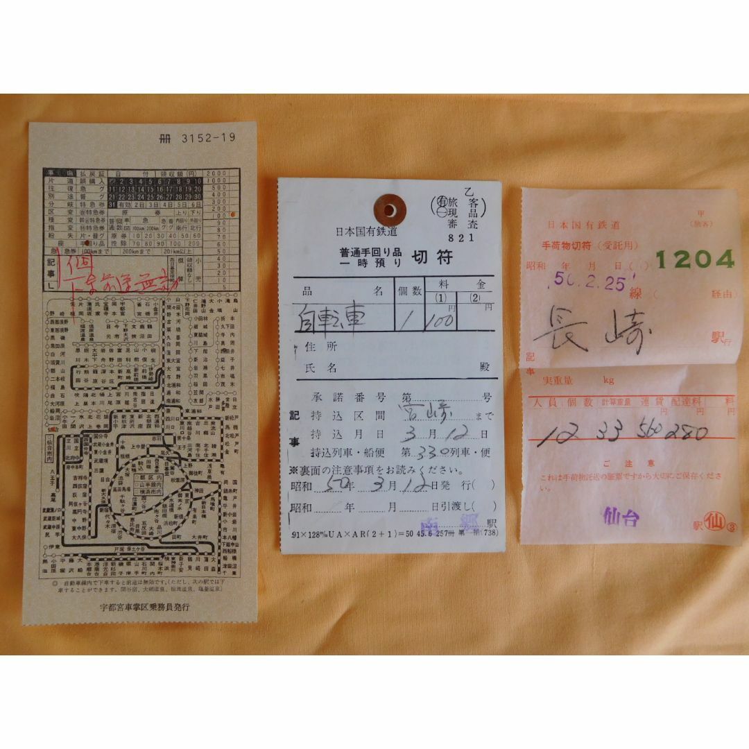 手荷物切符 （S50年） エンタメ/ホビーのテーブルゲーム/ホビー(鉄道)の商品写真