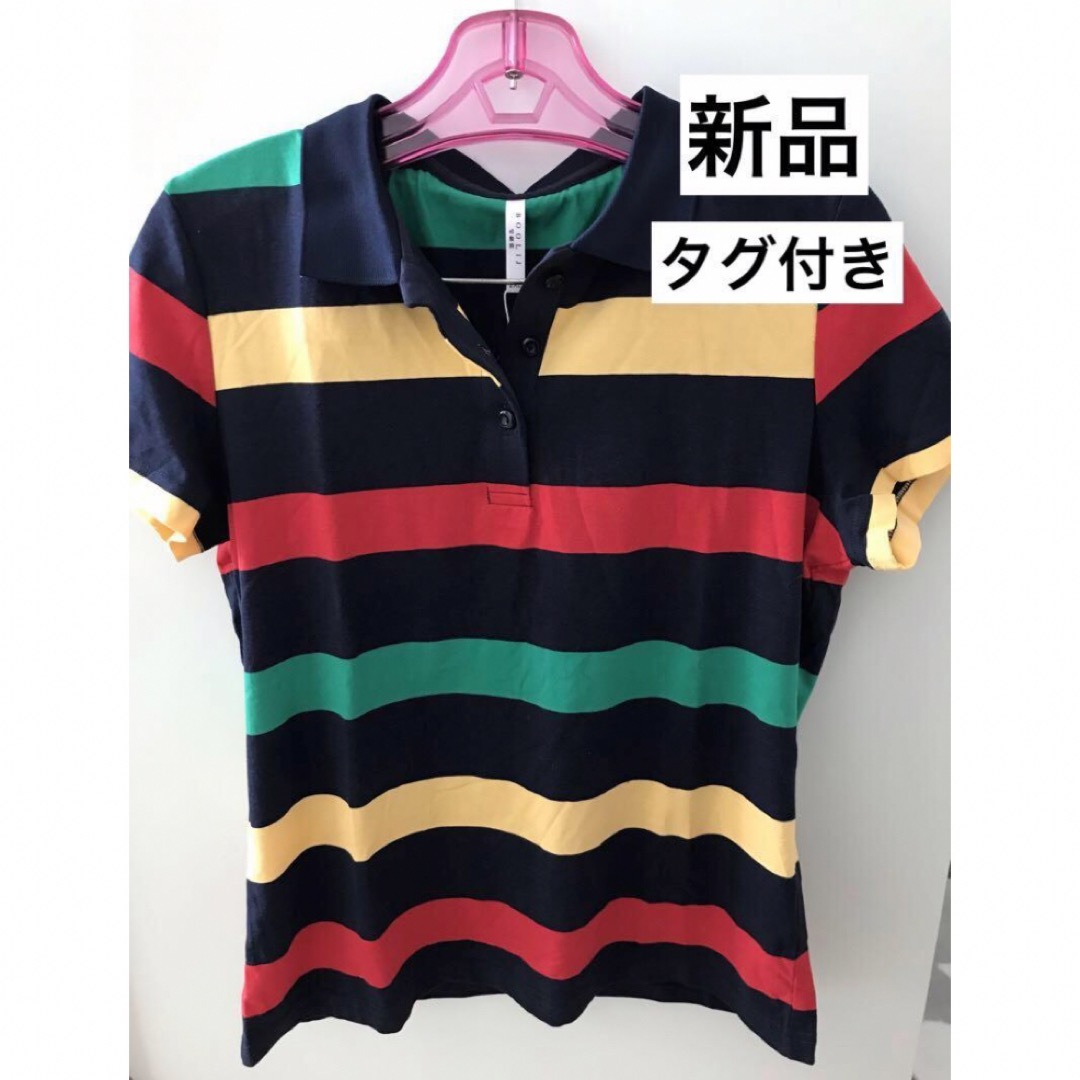 ポロシャツ　Lサイズ　ゴルフ　ボーダー　BOOLIJ 半袖 スポーツ/アウトドアのゴルフ(ウエア)の商品写真