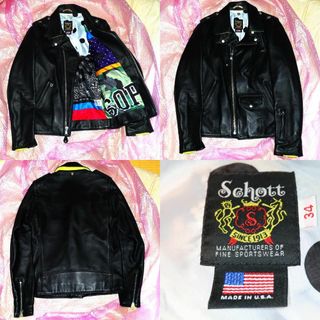 ショット(schott)のSOPHNET.SCHOTTレザーライダースジャケットソフネットショット黒革XS(ライダースジャケット)