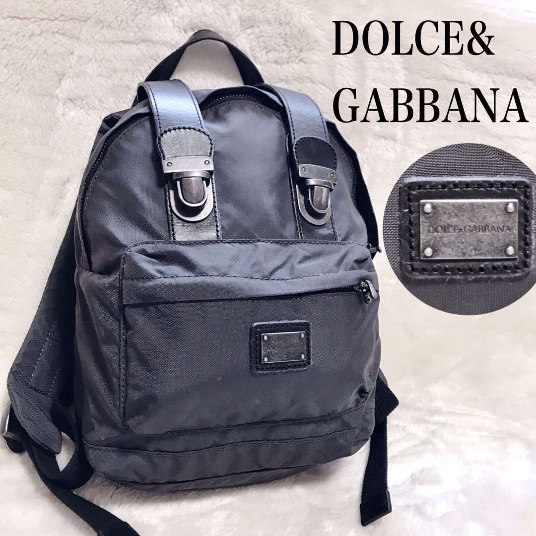 みららショップバッグ希少 DOLCE&GABBANA ロゴプレート ナイロン