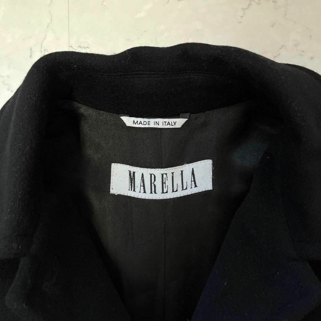 【マレーラ】イタリア製ウールアンゴラ Lサイズ ロングコート 黒 marella