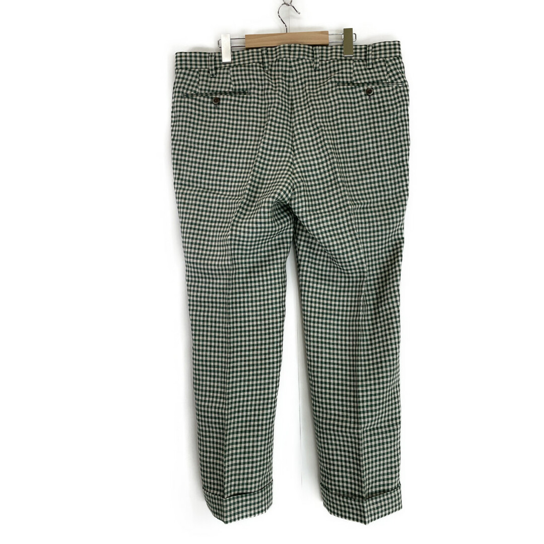 m039 グリーン EP-04 リネン ギンガムチェック スラックスパンツ メンズのパンツ(その他)の商品写真