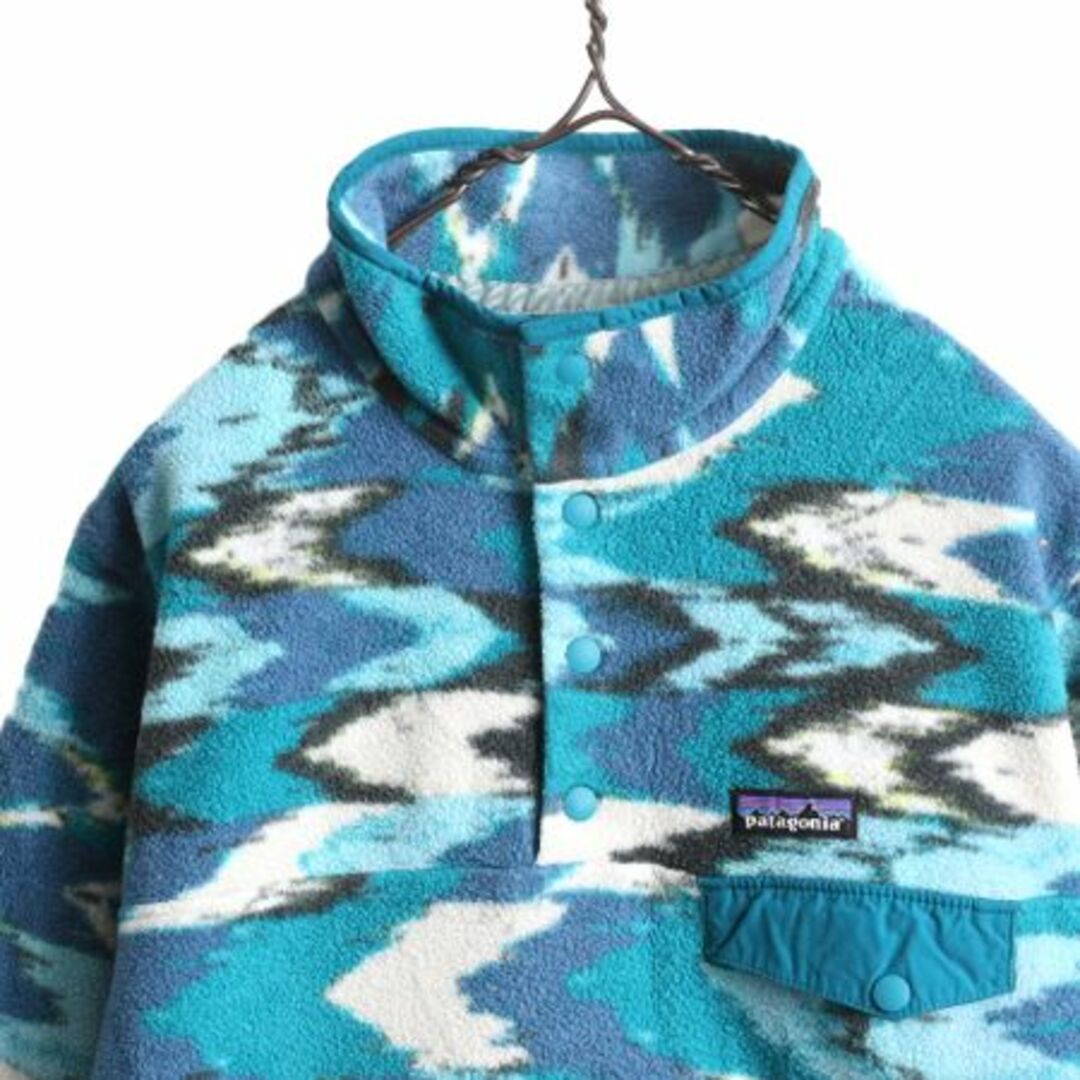 patagonia(パタゴニア)の17年製 パタゴニア ライトウェイト 総柄 シンチラ スナップT レディース M / 古着 PATAGONIA アウトドア プルオーバー フリース ブルゾン  レディースのジャケット/アウター(ブルゾン)の商品写真