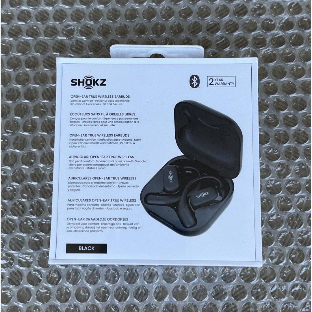 AFTERSHOKZ(アフターショックス)の新品未開封　ショックスSKZ-EP-000020   OPENFIT BLACK スマホ/家電/カメラのオーディオ機器(ヘッドフォン/イヤフォン)の商品写真