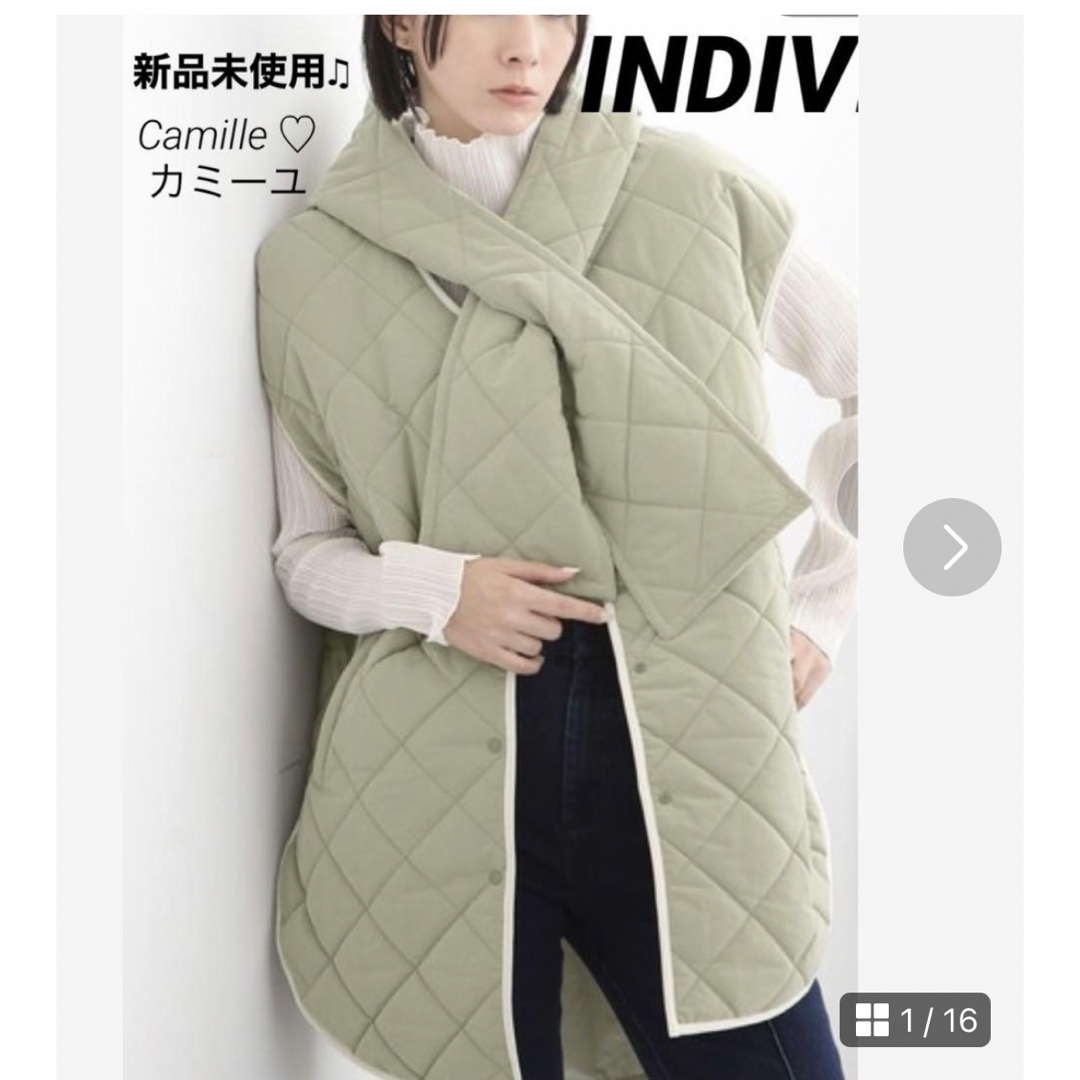 INDIVI(インディヴィ)の【大人気】【新品未使用タグ付き】インディヴィ ダウンコート ベストフードマフラー レディースのジャケット/アウター(ロングコート)の商品写真