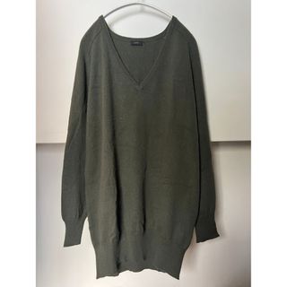 joseph カシミヤ100% レザーパッチニット　カーキ