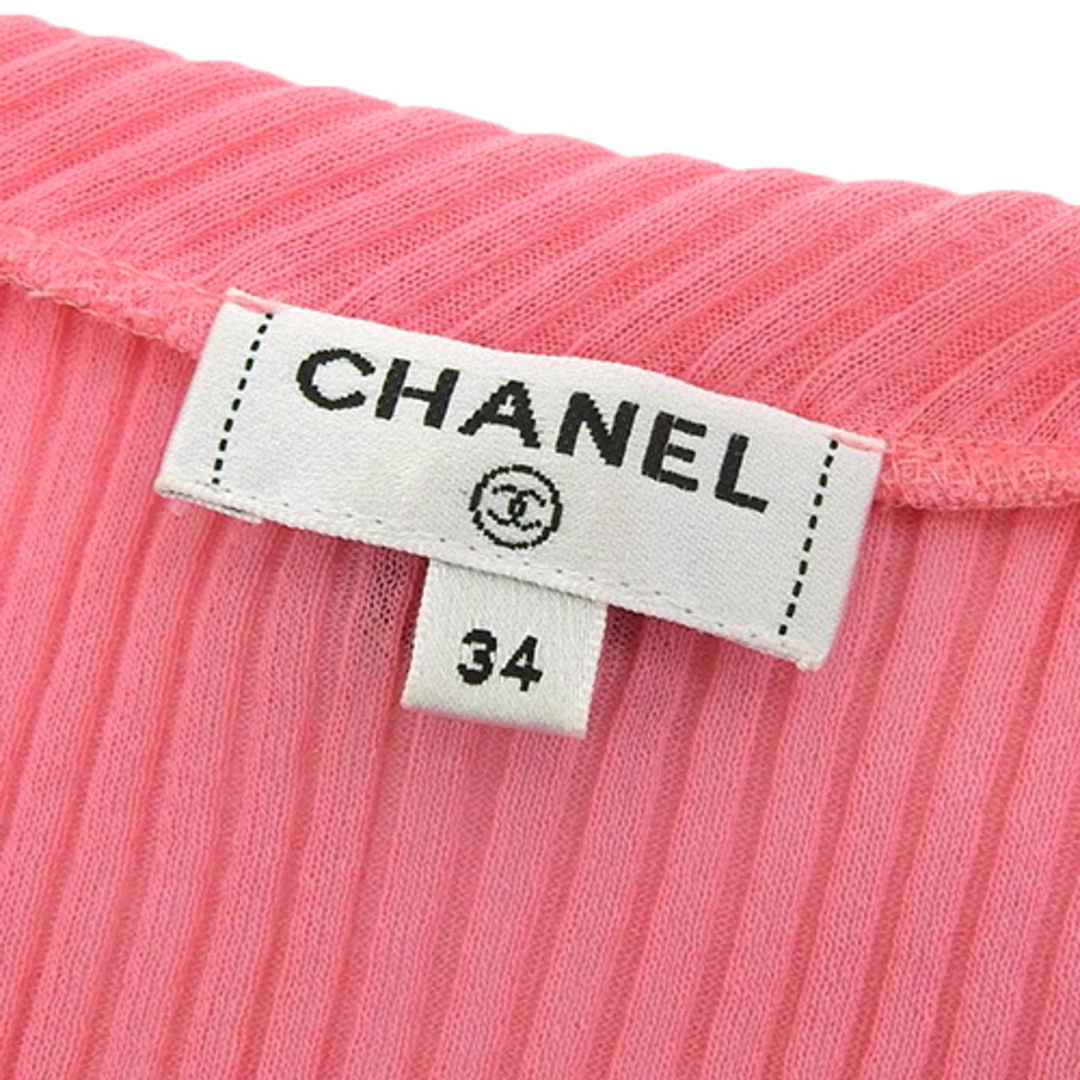 CHANEL(シャネル)のCHANEL(シャネル) リブ ニット トップス アパレル 衣類 ファッション P55 ノースリーブ カットソー 34 コットン ナイロン ピンク桃 レディース 40802066140【中古】【アラモード】 レディースのトップス(カットソー(半袖/袖なし))の商品写真