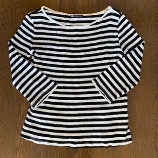 ザラ(ZARA)のZARA トップス　ボーダー　S サイズ　7分袖(Tシャツ(長袖/七分))