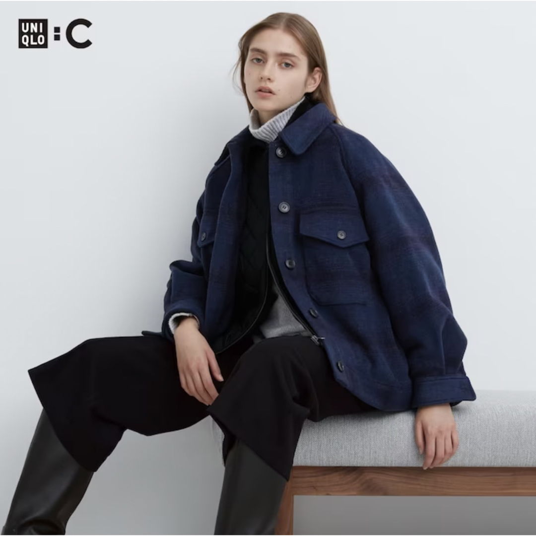 UNIQLO：C ユニクロ オーバーサイズジャケット ブルー L | フリマアプリ ラクマ