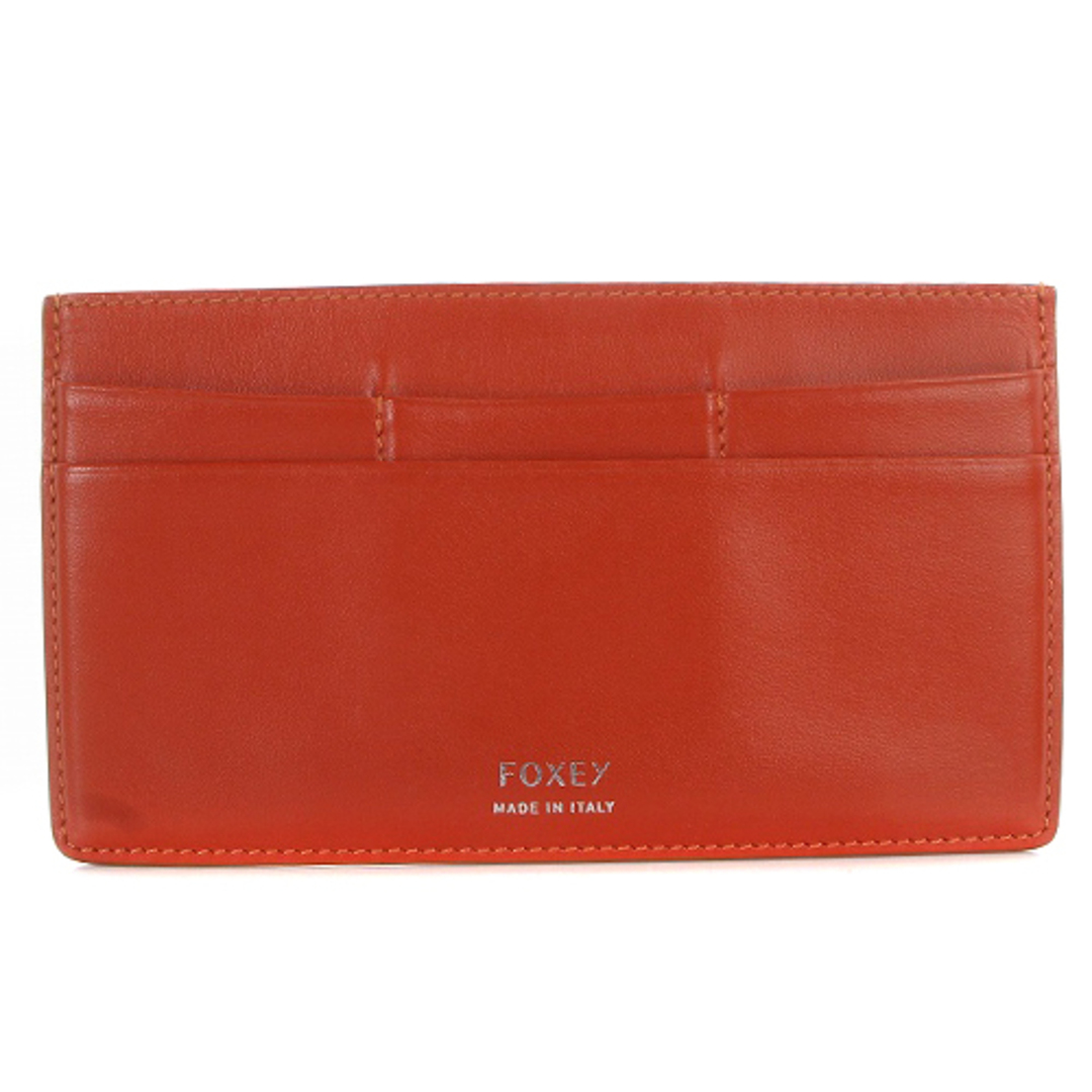 FOXEY(フォクシー)のフォクシー 財布 札入れ カード入れ レザー ロゴ 朱色 赤 39375 レディースのファッション小物(財布)の商品写真
