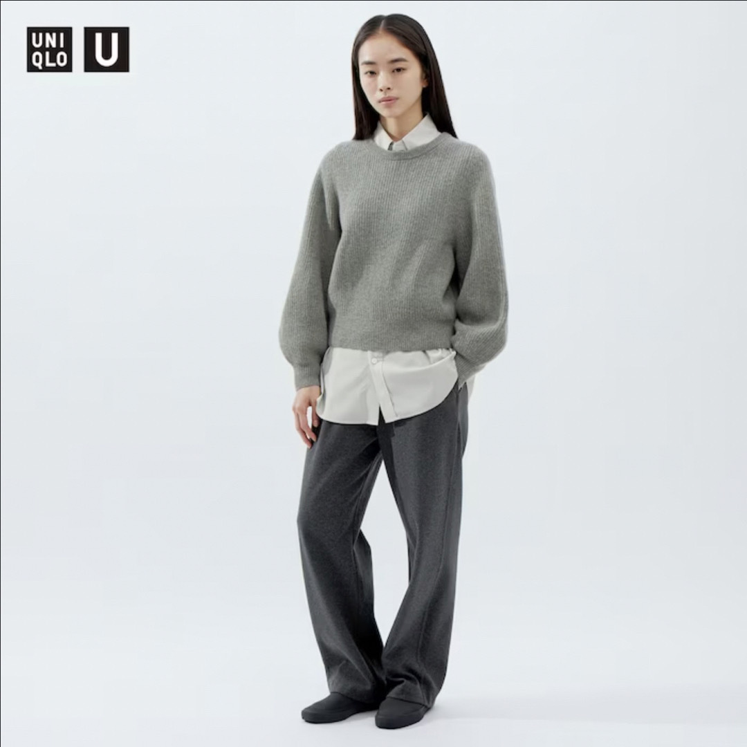 UNIQLO(ユニクロ)のUNIQLO U ユニクロ ブラッシュドジャージーパンツ ダークグレー M レディースのパンツ(カジュアルパンツ)の商品写真