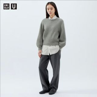 ユニクロ(UNIQLO)のUNIQLO U ユニクロ ブラッシュドジャージーパンツ ダークグレー M(カジュアルパンツ)