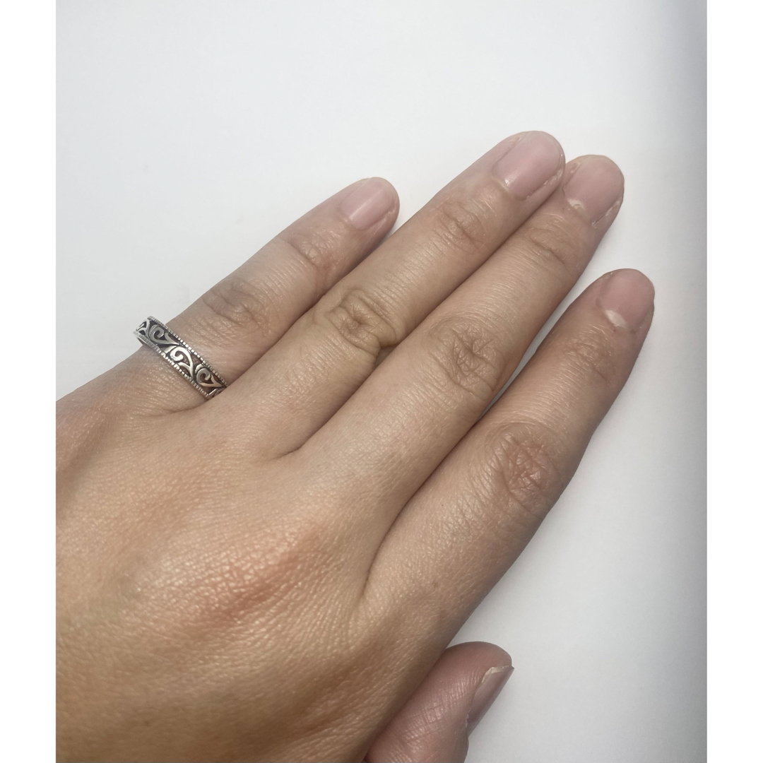 透かし勾玉　アラベスク　スターリングシルバー925 13号純銀指輪唐草模様7Aチ メンズのアクセサリー(リング(指輪))の商品写真