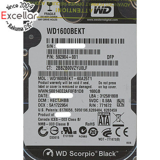 ウェスタンデジタル(Western Digital)のWesternDigital HDD 2.5inch　WD1600BEKT　160GB 9.5mm(PC周辺機器)