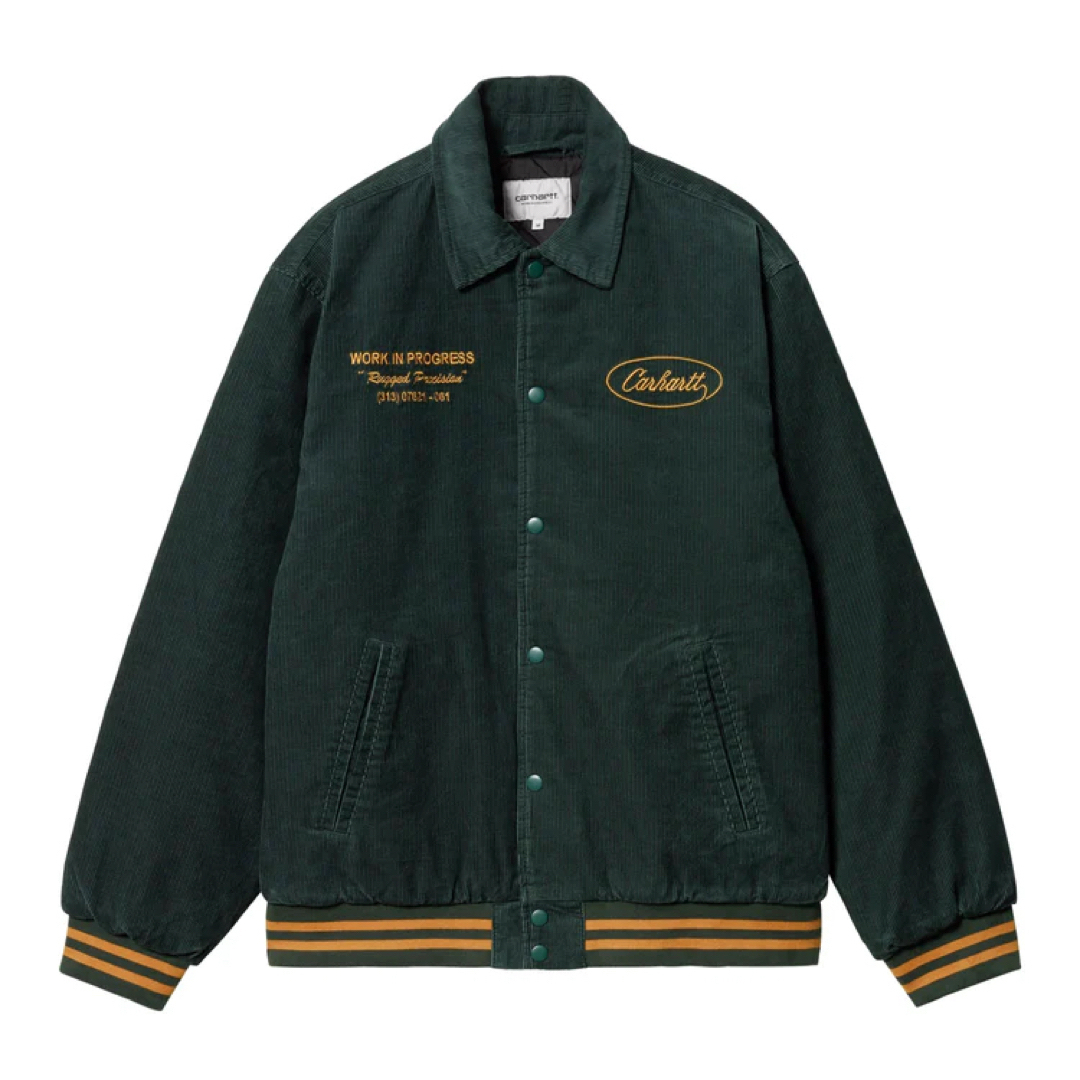 carhartt(カーハート)のcar hartt  【新品】【完売】ラギッドレターマンジャケット メンズのジャケット/アウター(ライダースジャケット)の商品写真