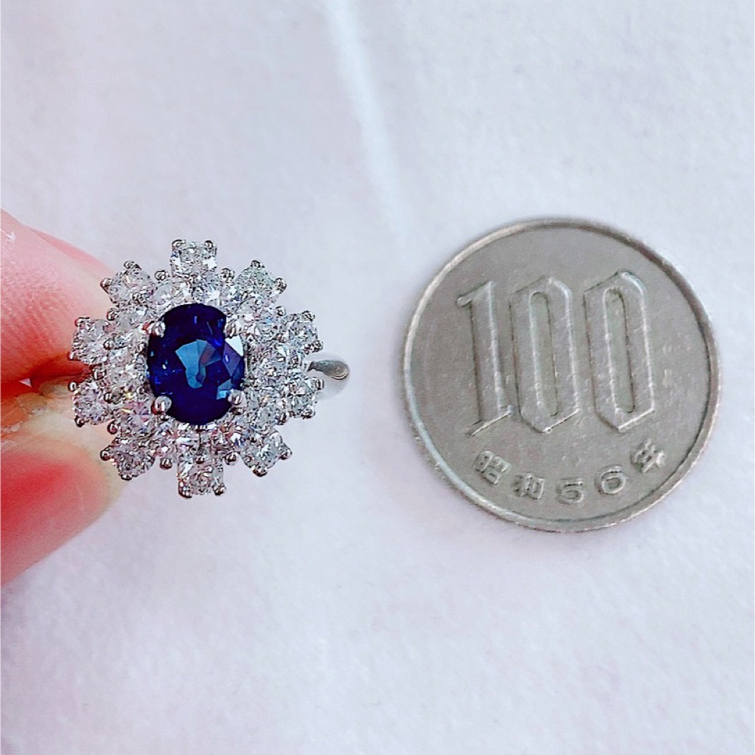 ★1.28ct★✨ロイヤルブルーサファイア1.50ctダイヤプラチナリング指輪 レディースのアクセサリー(リング(指輪))の商品写真