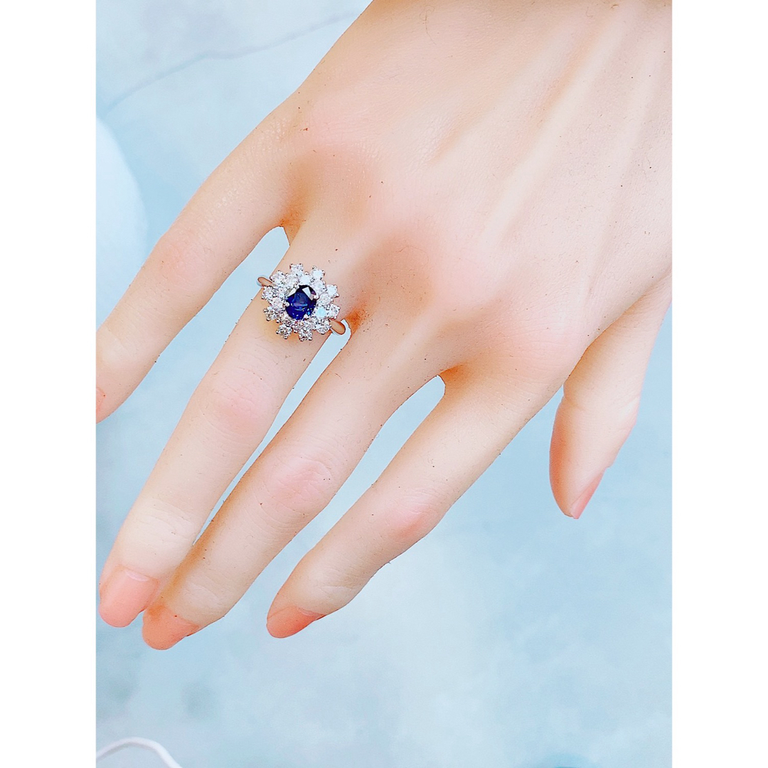 ★1.28ct★✨ロイヤルブルーサファイア1.50ctダイヤプラチナリング指輪 レディースのアクセサリー(リング(指輪))の商品写真