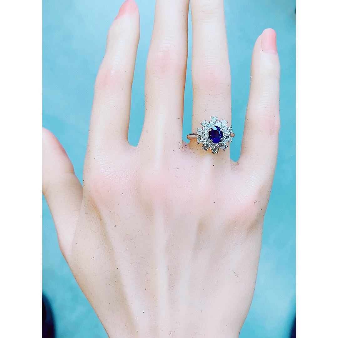 ★1.28ct★✨ロイヤルブルーサファイア1.50ctダイヤプラチナリング指輪 レディースのアクセサリー(リング(指輪))の商品写真