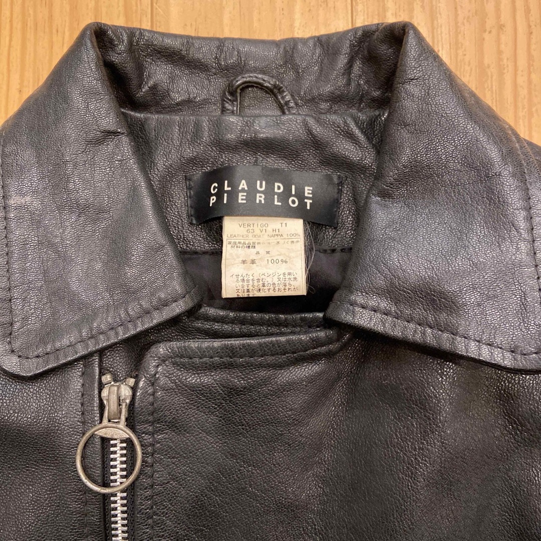 agnes b.(アニエスベー)のクローディ・ピエルロ 黒 ライダースジャケット 羊革 T1 レディースのジャケット/アウター(ライダースジャケット)の商品写真
