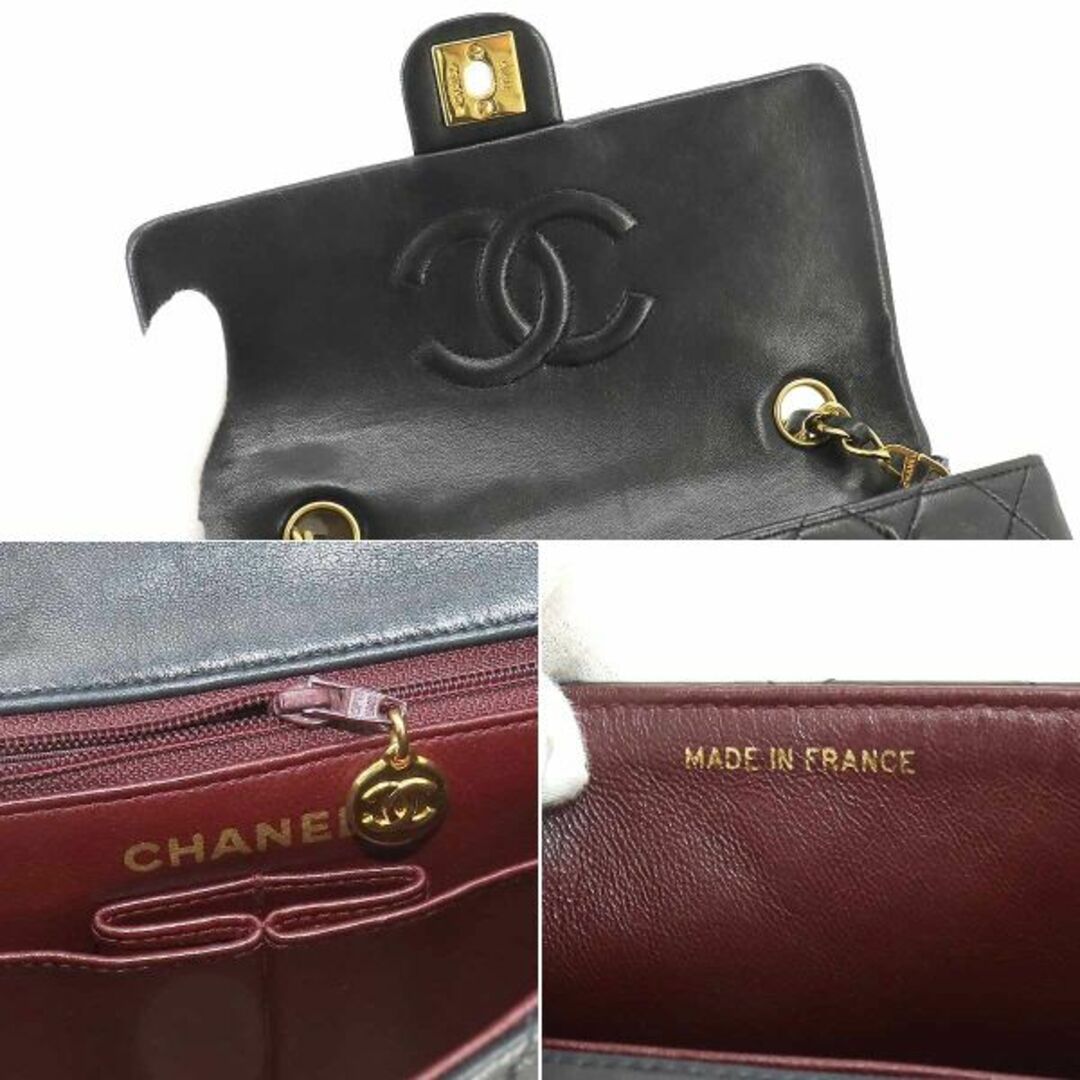 カラー本体シャネル CHANEL ミニ マトラッセ 20 チェーン ショルダー バッグ レザー ブラック A01163 ゴールド 金具 ヴィンテージ VLP 90219073