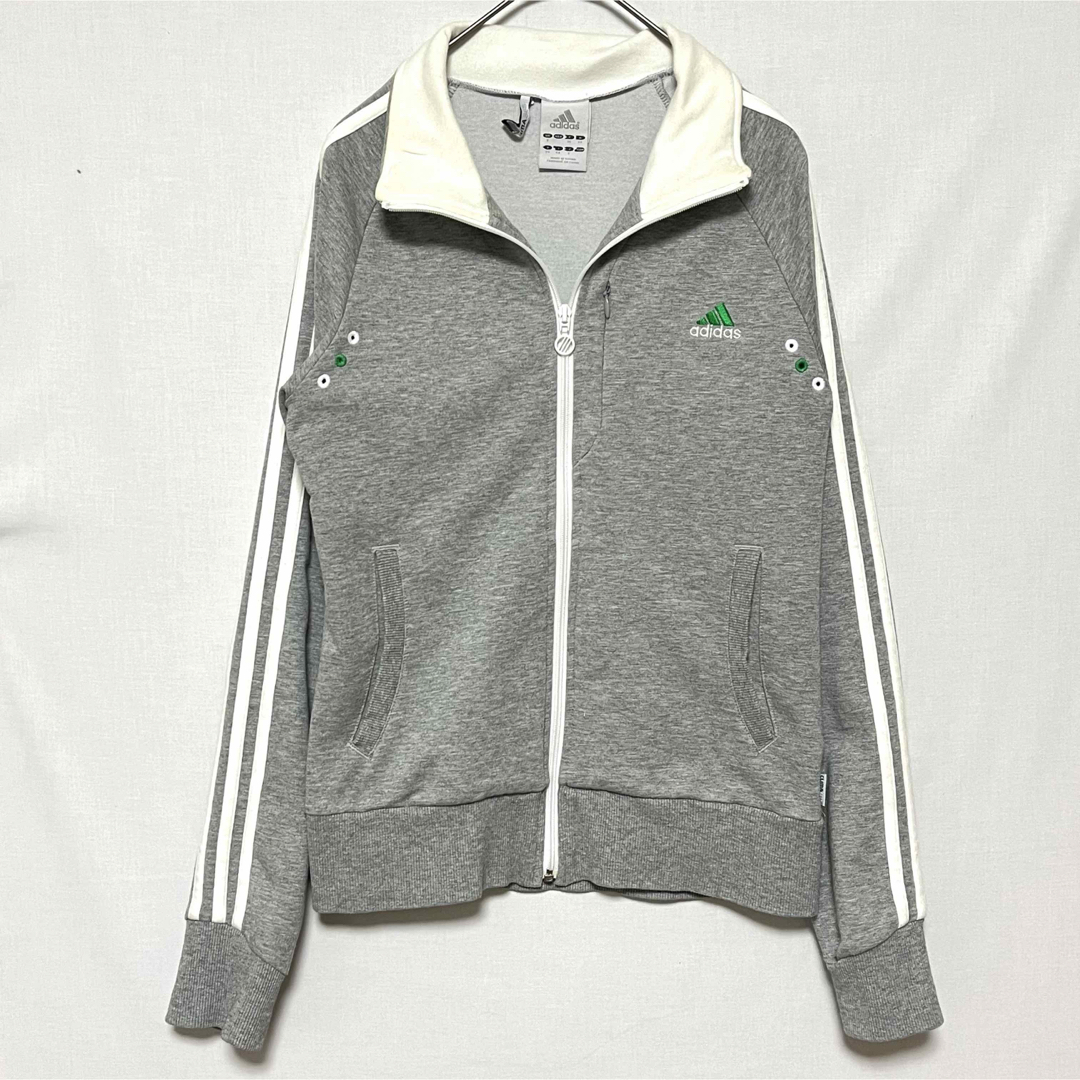 adidas(アディダス)のadidas ノーカラースウェットジャケット ジャージ ジップアップパーカー S レディースのトップス(パーカー)の商品写真