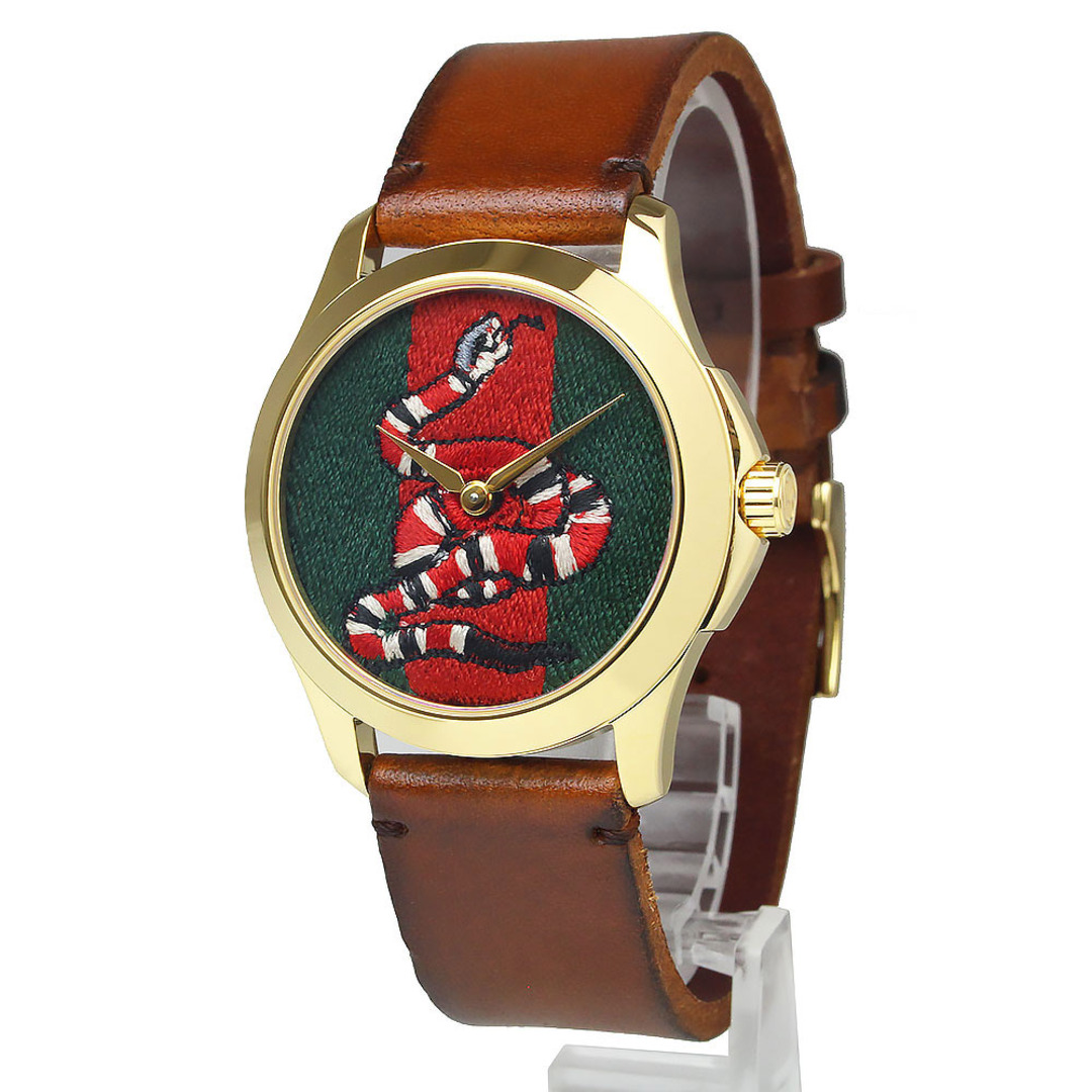 Gucci(グッチ)のグッチ Gタイムレス ル マルシェ デ メルヴェイユ スネーク 蛇 クオーツ 腕時計 レザー ブラウン 茶 126.4 YA1264012 箱付  GUCCI（未使用　展示品） メンズの時計(腕時計(アナログ))の商品写真