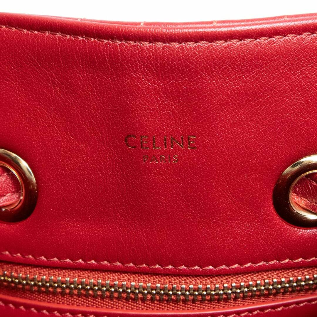 celine(セリーヌ)のセリーヌ Cチャーム スモール バックパック リュック デイパック 巾着 カーフスキン レザー レッド 赤 ゴールド金具 188373BFI CELINE（未使用　展示品） レディースのバッグ(リュック/バックパック)の商品写真