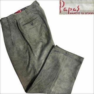 J6309 美品 パパス ラム スエードパンツ グレー M Papas(スラックス)