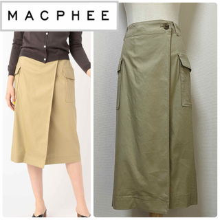 MACPHEE - マカフィー コットンリネンストレッチ ラップスカートの通販 ...