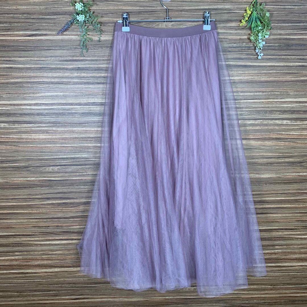 axes femme(アクシーズファム)のアクシーズファム ロングスカート Mサイズ 紫 パープル 無地 ウエストゴム付 レディースのスカート(ロングスカート)の商品写真