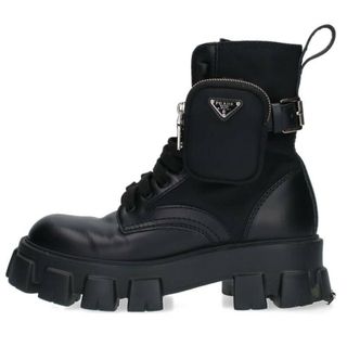 プラダ(PRADA)のプラダ  2UE007 モノリス ポーチ付きレザーコンバットブーツ メンズ 6(ブーツ)