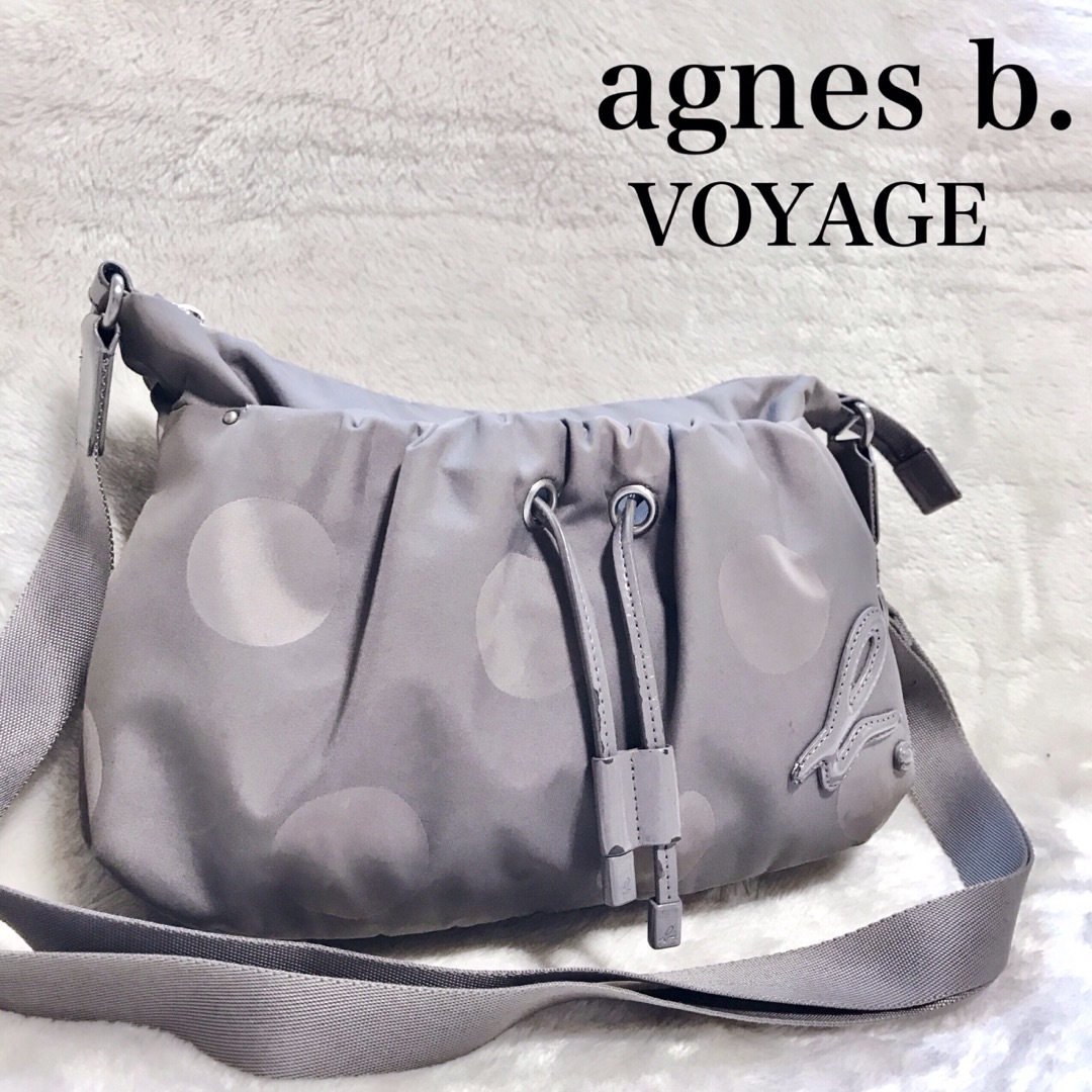 みららショップバッグagnes b. VOYAGE ナイロン ショルダーバッグ エナメル 水玉