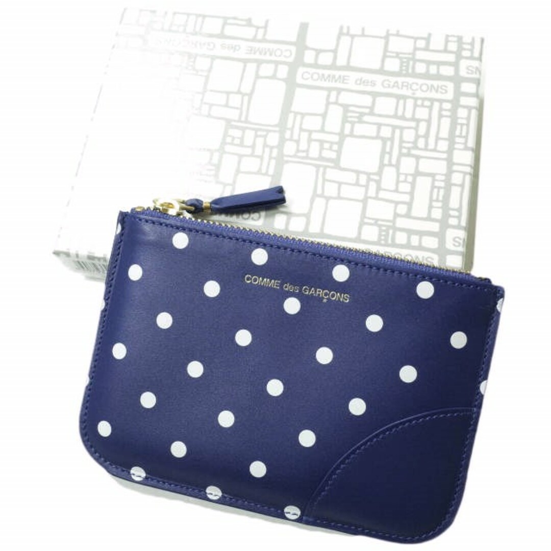 COMME des GARCONS(コムデギャルソン)のWallet COMME des GARCONS ウォレット コムデギャルソン POLKA DOT WALLET ポルカドットウォレット SA8100PD NAVY 財布 コインケース カウレザー ジップポーチ【新古品】【中古】【Wallet COMME des GARCONS】 メンズのファッション小物(コインケース/小銭入れ)の商品写真