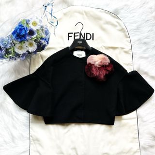 FENDI - 極美品　FENDIフェンディ　カシミヤ　ミンク　お花装飾　ボレロ　コート　ケープ