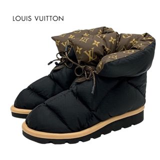 ルイヴィトン(LOUIS VUITTON)の未使用 ルイヴィトン LOUIS VUITTON ピローライン モノグラム ブーツ ショートブーツ アンクルブーツ 靴 シューズ ナイロン ブラック(ブーツ)