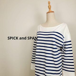 スピックアンドスパン(Spick & Span)のSPICKandSPANレデース白青ボーダー長袖ワンピース(ひざ丈ワンピース)