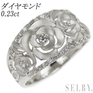 Pt900 ダイヤモンド リング 0.23ct 薔薇 バラ ローズ フラワー(リング(指輪))