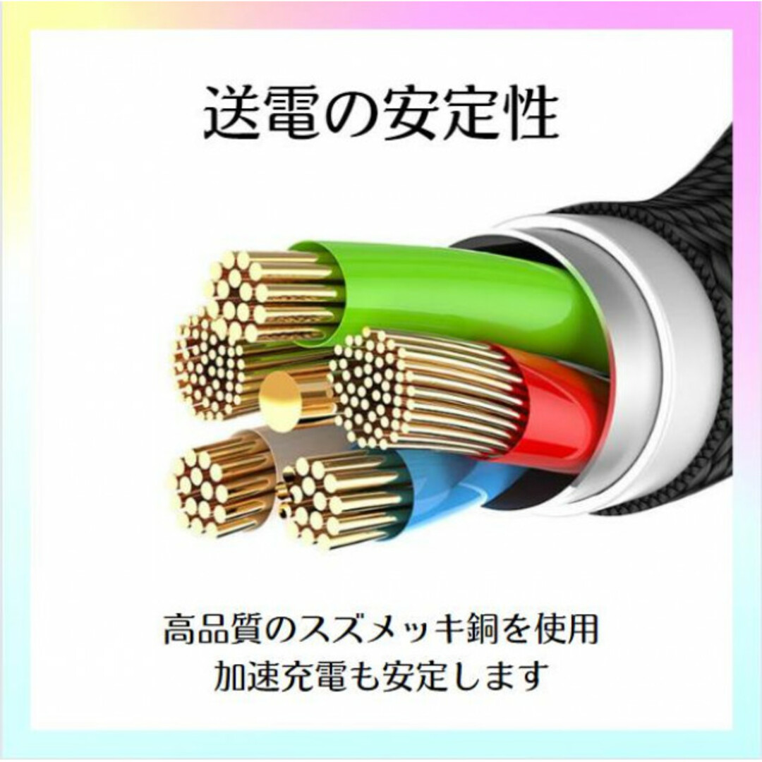 Type-C USB ケーブル 1m ゴールド 急速充電器対応 高品質 タイプC スマホ/家電/カメラのPC/タブレット(PC周辺機器)の商品写真