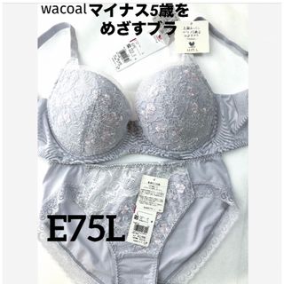 ワコール(Wacoal)の【新品タグ付】ワコール／マイナス5歳をめざすブラ・E75L（定価¥11,770）(ブラ&ショーツセット)