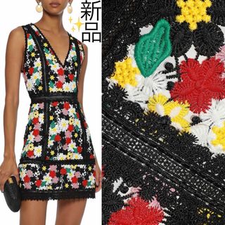 アリスアンドオリビア(Alice+Olivia)の新品 alice+olivia マルチカラー 刺繍レース ワンピースドレス(ミニワンピース)