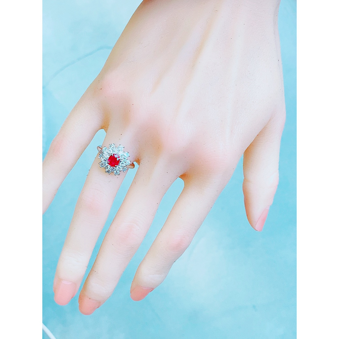 ★0.76ct★✨ピジョンブラッドルビー1.5ctダイヤモンドプラチナリング指輪 レディースのアクセサリー(リング(指輪))の商品写真