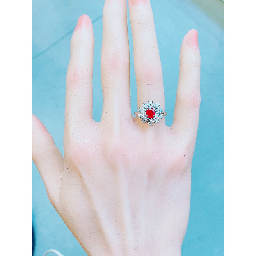 ★0.76ct★✨ピジョンブラッドルビー1.5ctダイヤモンドプラチナリング指輪 レディースのアクセサリー(リング(指輪))の商品写真