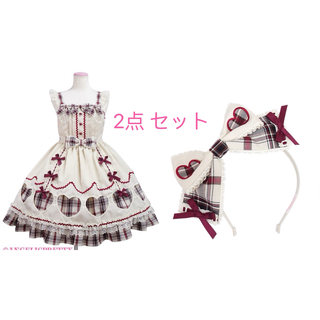 アンジェリックプリティー(Angelic Pretty)のAngelic Pretty Heartful チェックジャンパースカートセット(ひざ丈ワンピース)