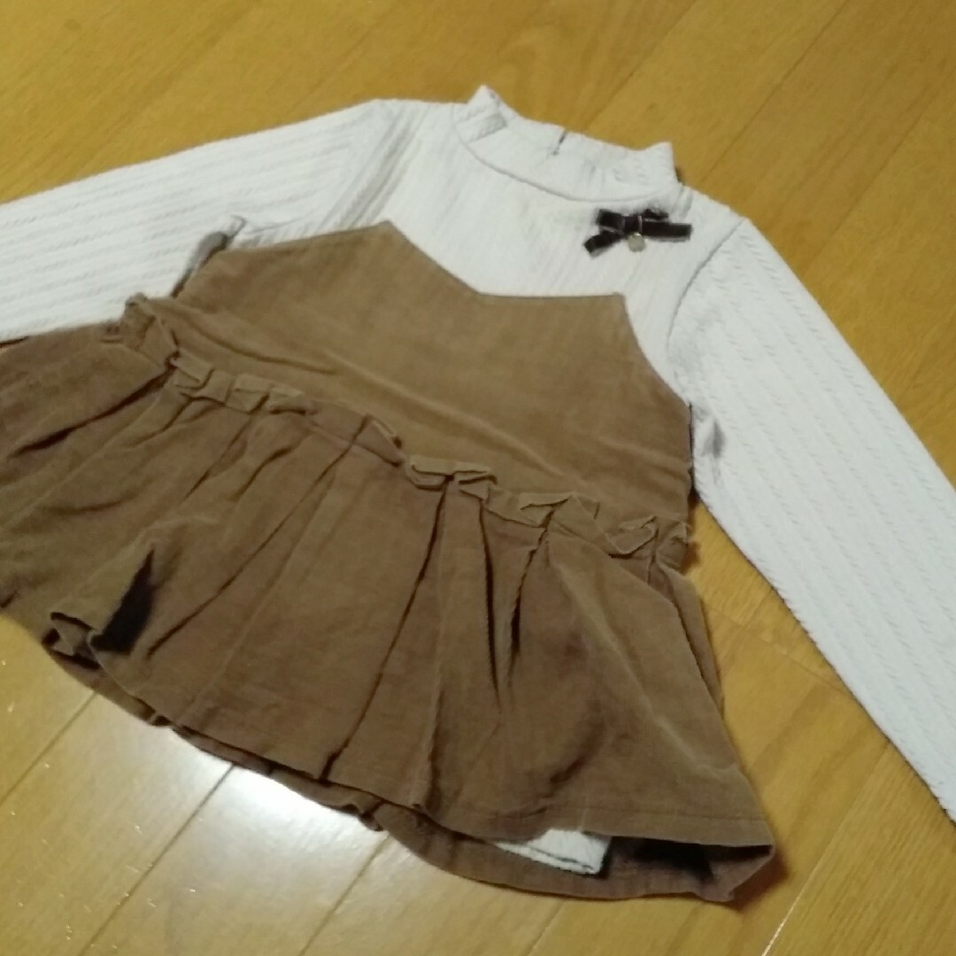 petit main(プティマイン)の100cm♥petit main トップス ドッキング コーデュロイ リブ キッズ/ベビー/マタニティのキッズ服女の子用(90cm~)(Tシャツ/カットソー)の商品写真