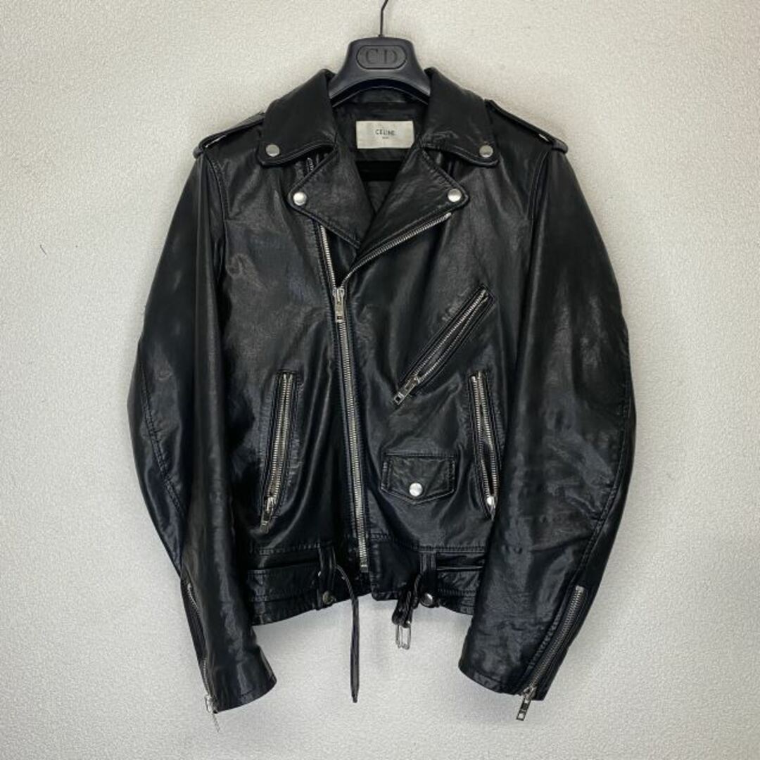 CELINE by Hedi Slimane × Christian marclay 19SS Classic Biker Calfskin Riders Leather Jacket 48 2E242297D【WS00108-003】ジャケット/アウター