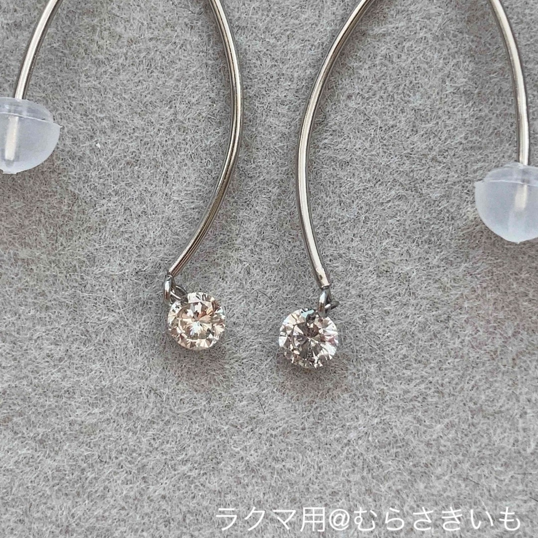 0.22カラット ダイヤ プラチナ ロング フック ピアス レディースのアクセサリー(ピアス)の商品写真