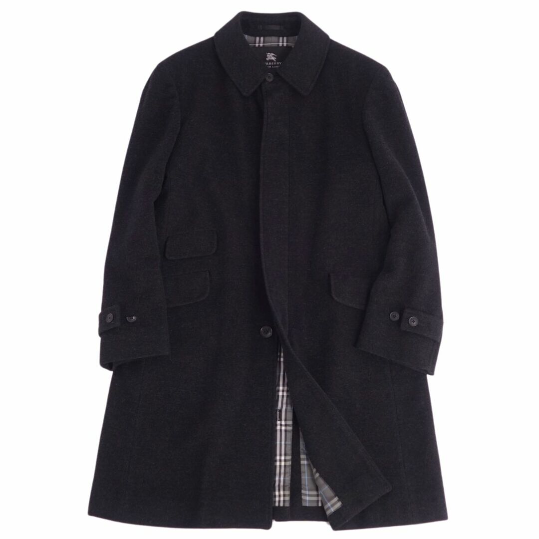 BURBERRY BLACK LABEL(バーバリーブラックレーベル)のバーバリー ブラックレーベル BURBERRY BLACK LABEL コート ステンカラーコート バルマカーンコート 裏チェック アウター メンズ L ブラック メンズのジャケット/アウター(ステンカラーコート)の商品写真