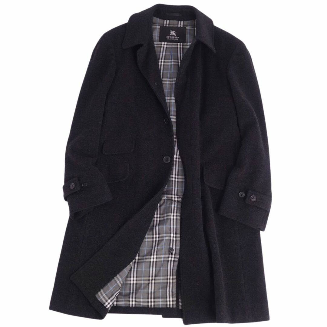 BURBERRY BLACK LABEL(バーバリーブラックレーベル)のバーバリー ブラックレーベル BURBERRY BLACK LABEL コート ステンカラーコート バルマカーンコート 裏チェック アウター メンズ L ブラック メンズのジャケット/アウター(ステンカラーコート)の商品写真