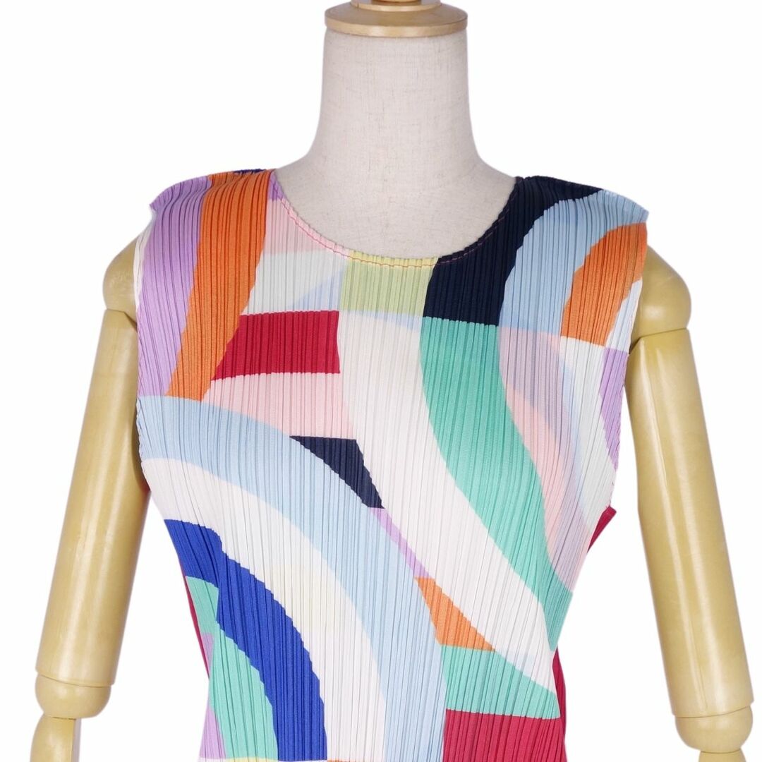 極美品 プリーツプリーズ イッセイミヤケ PLEATS PLEASE シャツ ブラウス タンクトップ ノースリーブ 総柄 プリーツ トップス レディース 3(L相当) マルチカラー 極美品 プリーツプリーズ イッセイミヤケ PLEATS PLEASE シャツ ブラウス タンクトップ ノースリーブ 総柄 プリーツ トップス レディース 3(L相当) マルチカラー