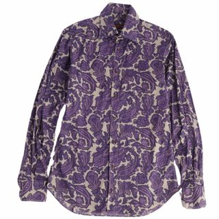 エトロ(ETRO)の美品 エトロ ETRO シャツ ロングスリーブ 長袖 ペイズリー柄 総柄 コットン トップス メンズ 38(M相当) パープル/ベージュ(シャツ)